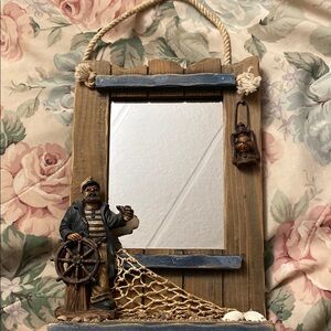Nautical Themed Mirror with Sailor Figurine